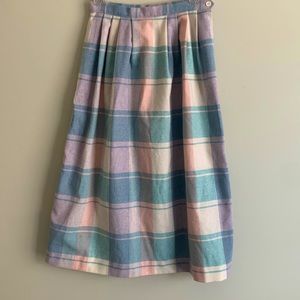 Vintage plaid Plum Street wool-blend skirt